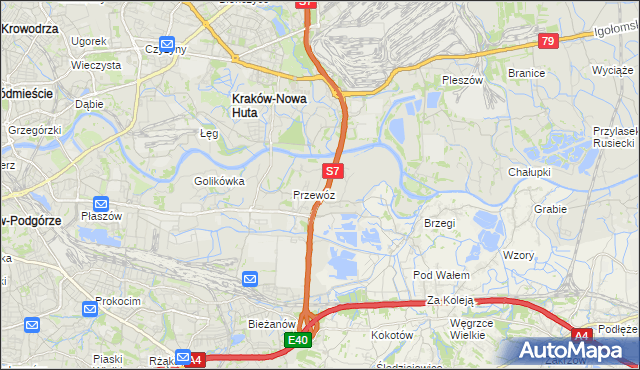 mapa Ulica gmina Kraków, Ulica gmina Kraków na mapie Targeo