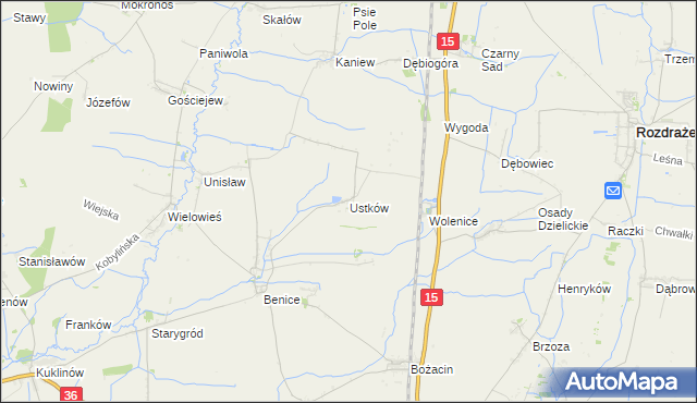 mapa Ustków gmina Krotoszyn, Ustków gmina Krotoszyn na mapie Targeo