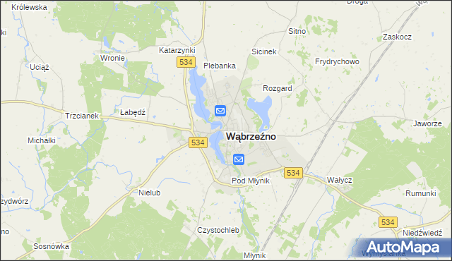 mapa Wąbrzeźno, Wąbrzeźno na mapie Targeo