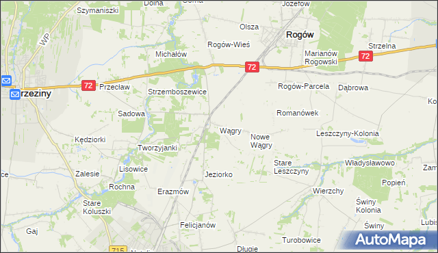 mapa Wągry, Wągry na mapie Targeo