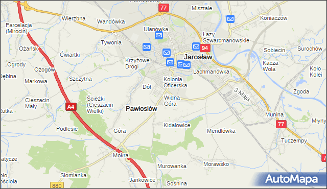 mapa Widna Góra, Widna Góra na mapie Targeo