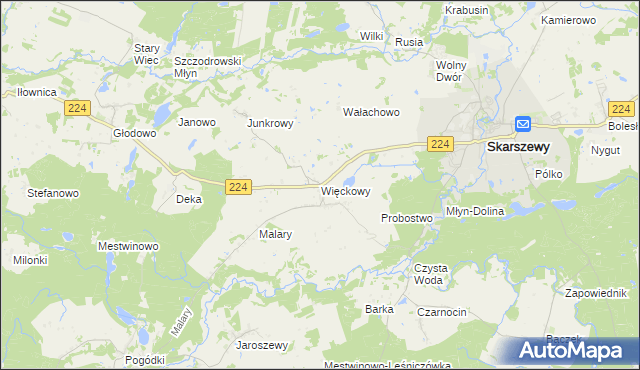 mapa Więckowy, Więckowy na mapie Targeo