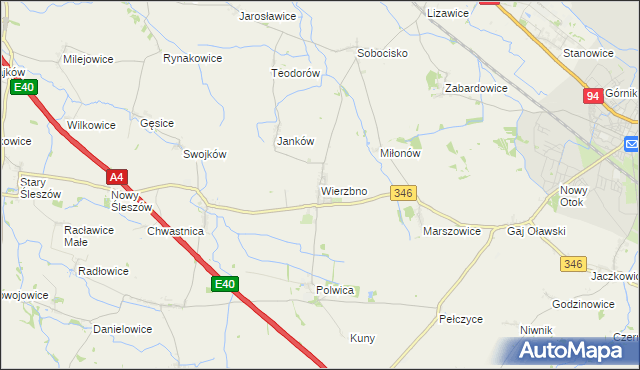 mapa Wierzbno gmina Domaniów, Wierzbno gmina Domaniów na mapie Targeo