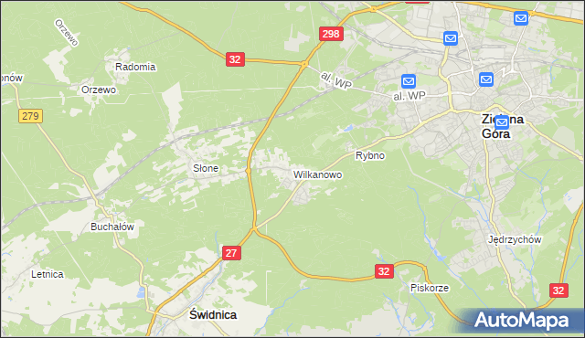 mapa Wilkanowo gmina Świdnica, Wilkanowo gmina Świdnica na mapie Targeo
