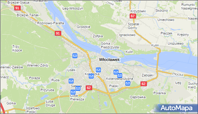 mapa Włocławka, Włocławek na mapie Targeo