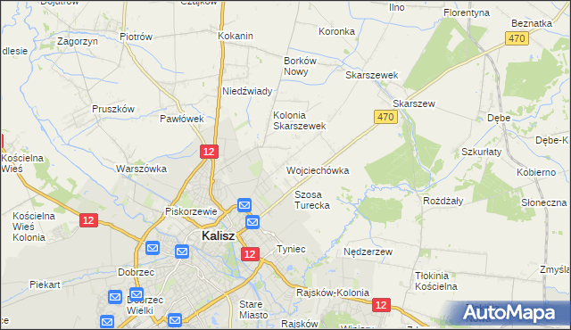 mapa Wojciechówka gmina Żelazków, Wojciechówka gmina Żelazków na mapie Targeo