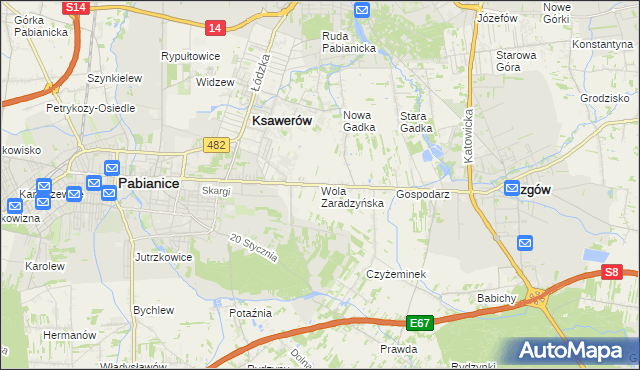 mapa Wola Zaradzyńska, Wola Zaradzyńska na mapie Targeo