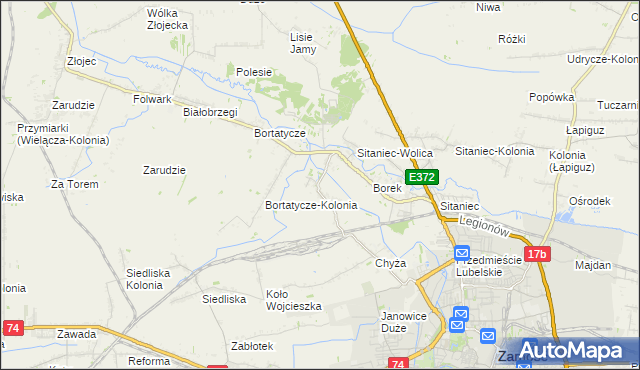 mapa Wysokie gmina Zamość, Wysokie gmina Zamość na mapie Targeo