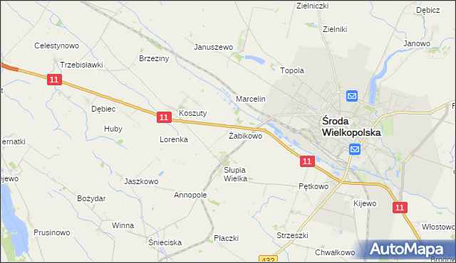 mapa Żabikowo, Żabikowo na mapie Targeo