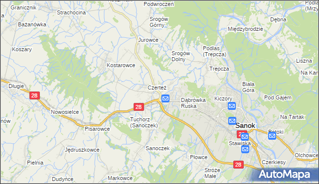 mapa Zabłotce gmina Sanok, Zabłotce gmina Sanok na mapie Targeo