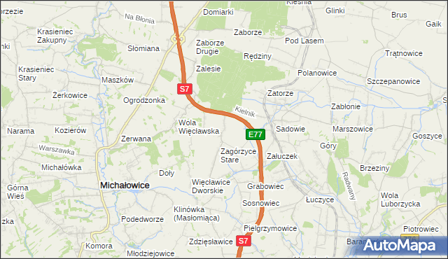 mapa Zagórzyce Dworskie, Zagórzyce Dworskie na mapie Targeo