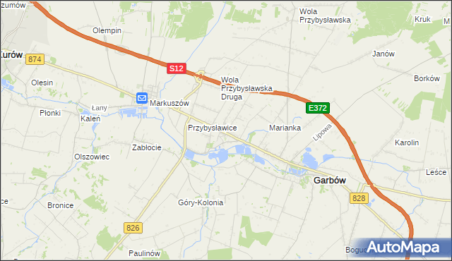 mapa Zagrody gmina Garbów, Zagrody gmina Garbów na mapie Targeo