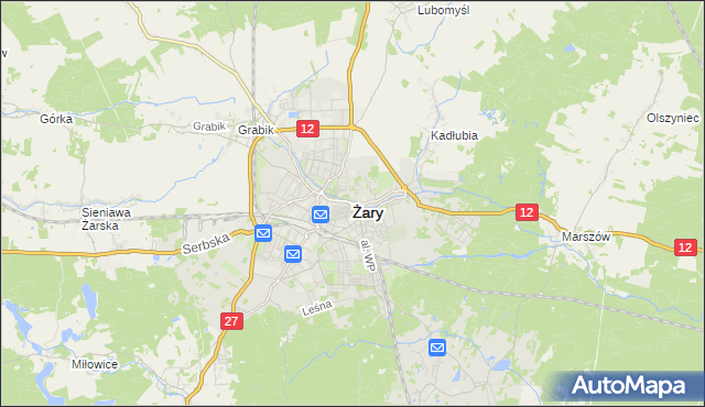 mapa Żary, Żary na mapie Targeo