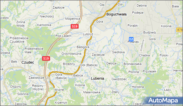 mapa Zarzecze gmina Boguchwała, Zarzecze gmina Boguchwała na mapie Targeo