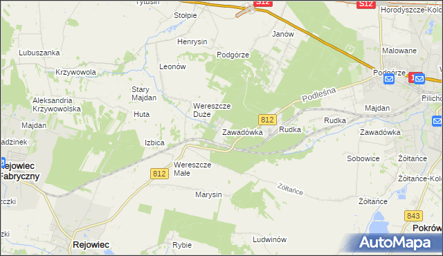 mapa Zawadówka gmina Rejowiec, Zawadówka gmina Rejowiec na mapie Targeo