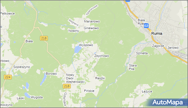 mapa Zbychowo, Zbychowo na mapie Targeo