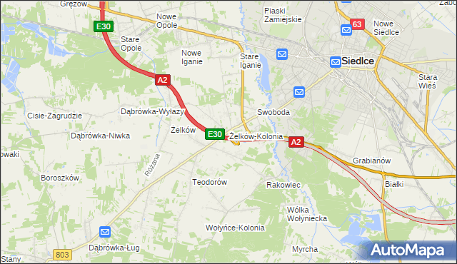 mapa Żelków-Kolonia, Żelków-Kolonia na mapie Targeo