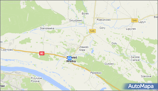 mapa Zławieś Mała, Zławieś Mała na mapie Targeo