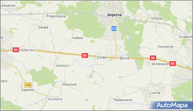 mapa Źródła gmina Miękinia, Źródła gmina Miękinia na mapie Targeo