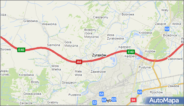 mapa Żyraków, Żyraków na mapie Targeo