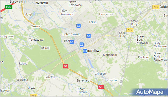 mapa Żyrardów, Żyrardów na mapie Targeo