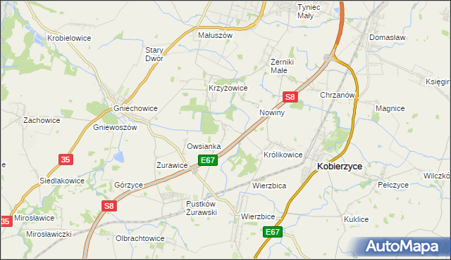 mapa Bąki gmina Kobierzyce, Bąki gmina Kobierzyce na mapie Targeo