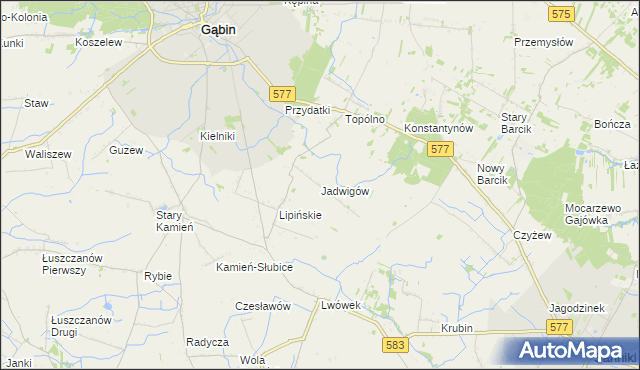 mapa Jadwigów gmina Gąbin, Jadwigów gmina Gąbin na mapie Targeo