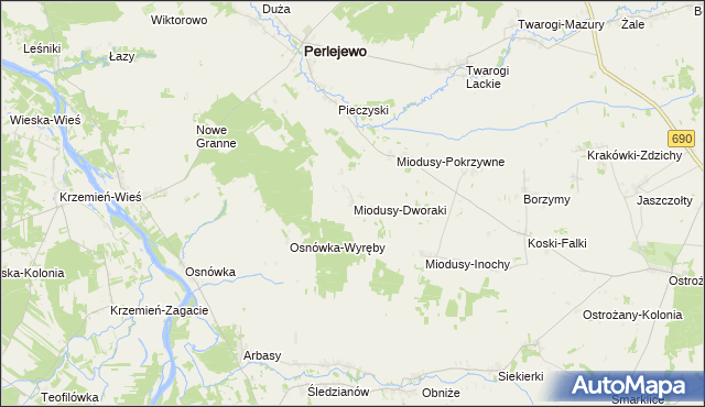 mapa Miodusy-Dworaki, Miodusy-Dworaki na mapie Targeo