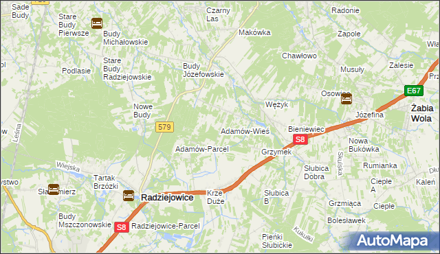 mapa Adamów-Wieś, Adamów-Wieś na mapie Targeo