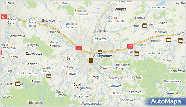 mapa Andrychów, Andrychów na mapie Targeo