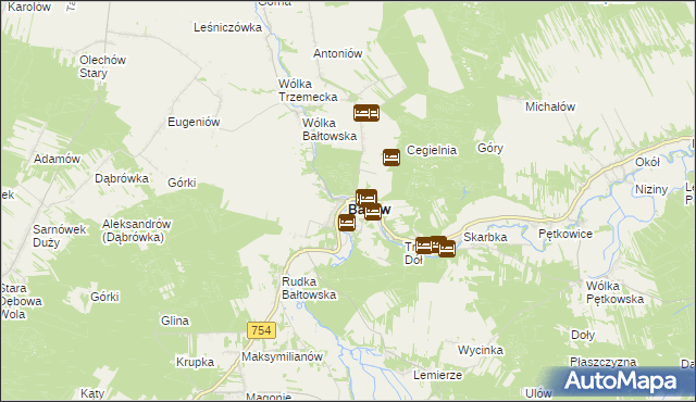 mapa Bałtów powiat ostrowiecki, Bałtów powiat ostrowiecki na mapie Targeo