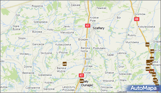 mapa Bańska Niżna, Bańska Niżna na mapie Targeo