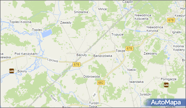 mapa Barszczówka gmina Turośń Kościelna, Barszczówka gmina Turośń Kościelna na mapie Targeo