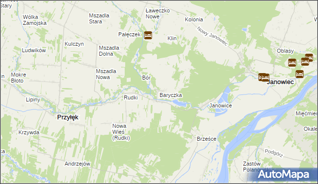 mapa Baryczka gmina Przyłęk, Baryczka gmina Przyłęk na mapie Targeo