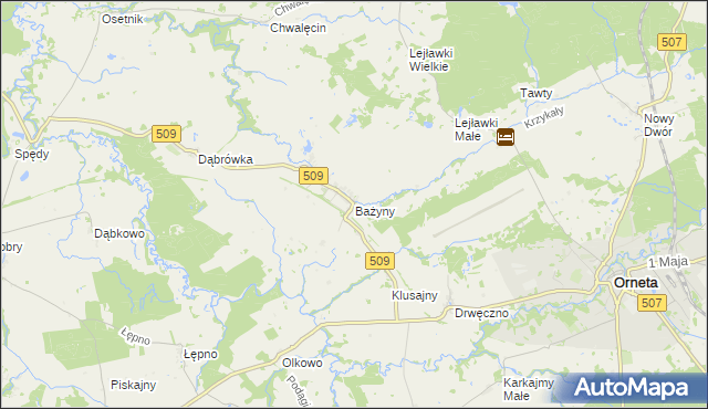 mapa Bażyny, Bażyny na mapie Targeo