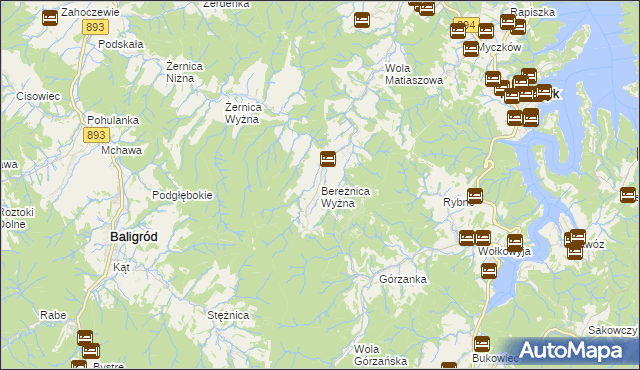 mapa Bereżnica Wyżna, Bereżnica Wyżna na mapie Targeo