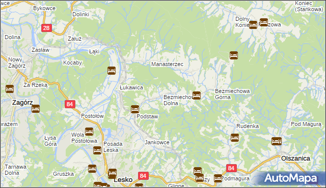 mapa Bezmiechowa Dolna, Bezmiechowa Dolna na mapie Targeo