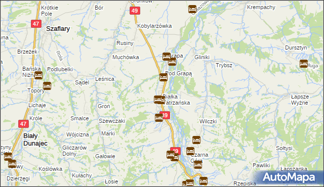 mapa Białka Tatrzańska, Białka Tatrzańska na mapie Targeo