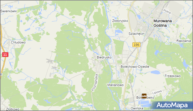 mapa Biedrusko, Biedrusko na mapie Targeo