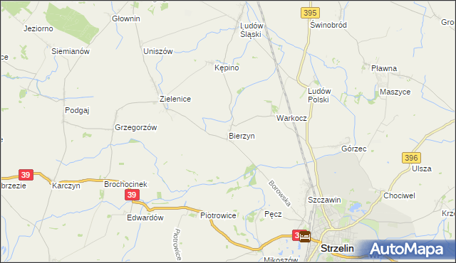 mapa Bierzyn gmina Strzelin, Bierzyn gmina Strzelin na mapie Targeo