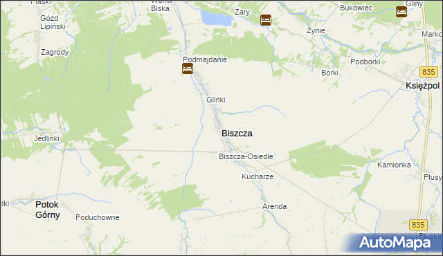 mapa Biszcza, Biszcza na mapie Targeo