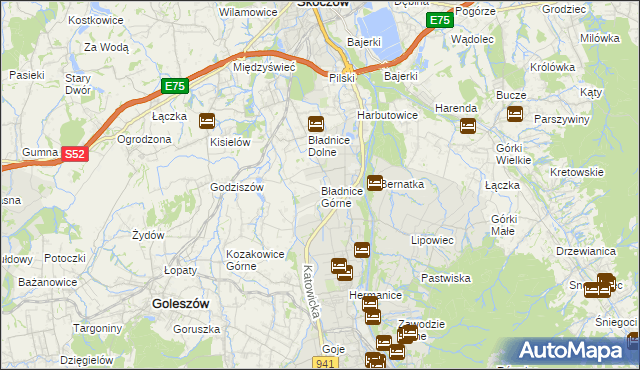 mapa Bładnice Górne, Bładnice Górne na mapie Targeo