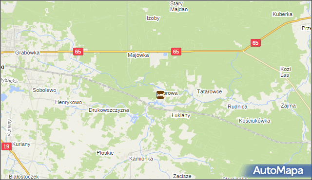 mapa Bobrowa gmina Zabłudów, Bobrowa gmina Zabłudów na mapie Targeo