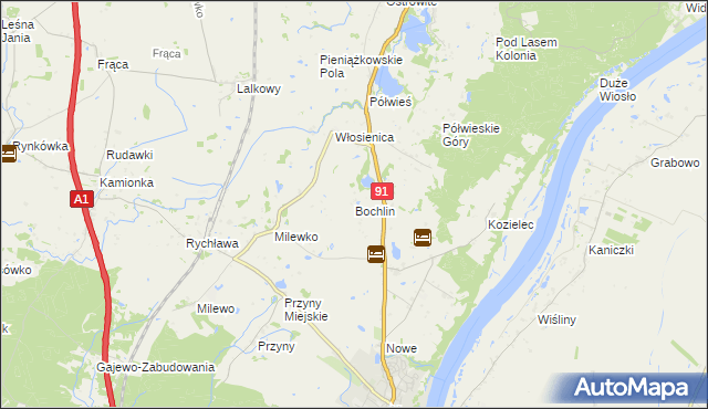 mapa Bochlin gmina Nowe, Bochlin gmina Nowe na mapie Targeo