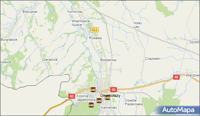 mapa Bodzanów gmina Głuchołazy, Bodzanów gmina Głuchołazy na mapie Targeo