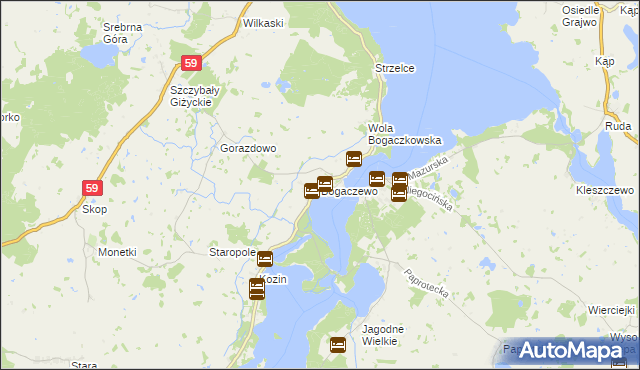 mapa Bogaczewo gmina Giżycko, Bogaczewo gmina Giżycko na mapie Targeo