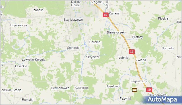 mapa Bogdaniec gmina Zabłudów, Bogdaniec gmina Zabłudów na mapie Targeo