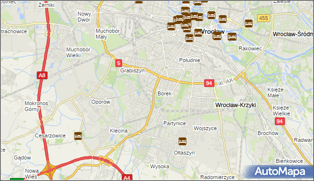 mapa Borek gmina Wrocław, Borek gmina Wrocław na mapie Targeo