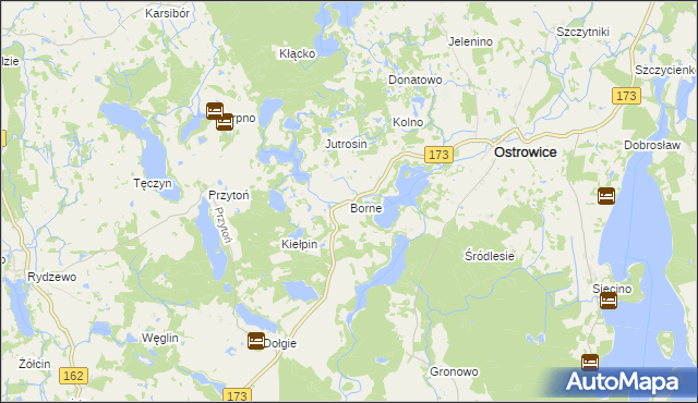 mapa Borne gmina Ostrowice, Borne gmina Ostrowice na mapie Targeo