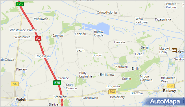 mapa Borów gmina Bielawy, Borów gmina Bielawy na mapie Targeo